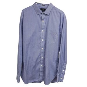 Thompson Shirting by J. Crew Shirt XL 17-17.5 Blue plaid check Wrinkle Free